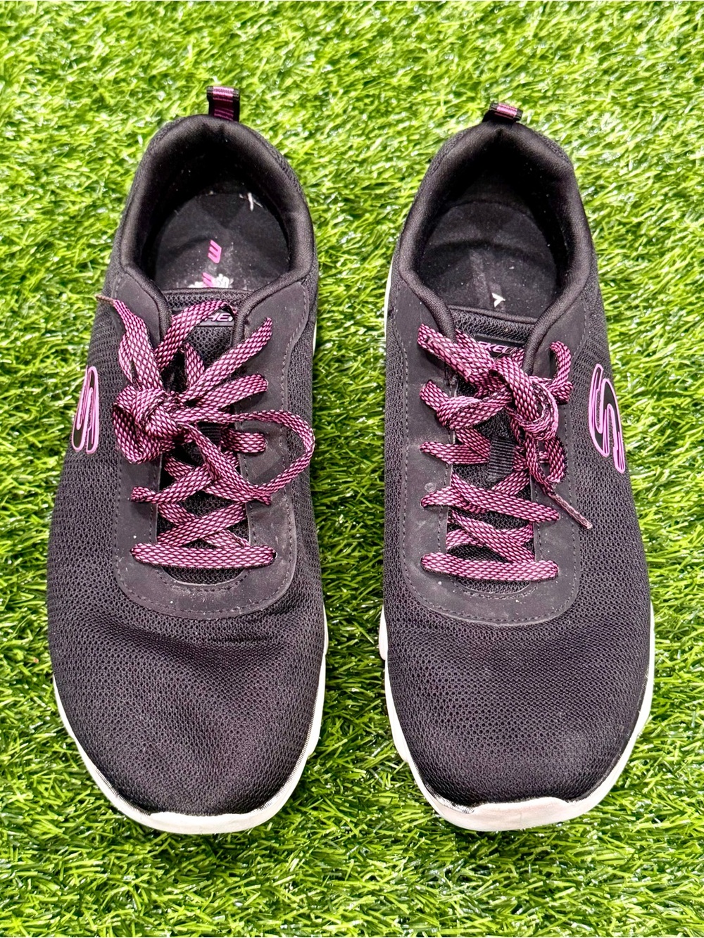Skechers Glide-Lite Womens Athletic Sneaker Black/Purple Lace Up SN 179304R